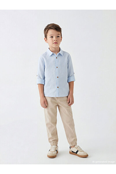 LC Waikiki Μπεζ ελαστικό αγορίστικο παντελόνι μέσης