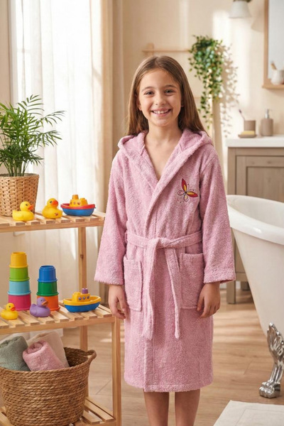 HERA Hooded Cotton Teenage Children's Bathrobe - Ages 13-18 Unisex Girls-Boys...