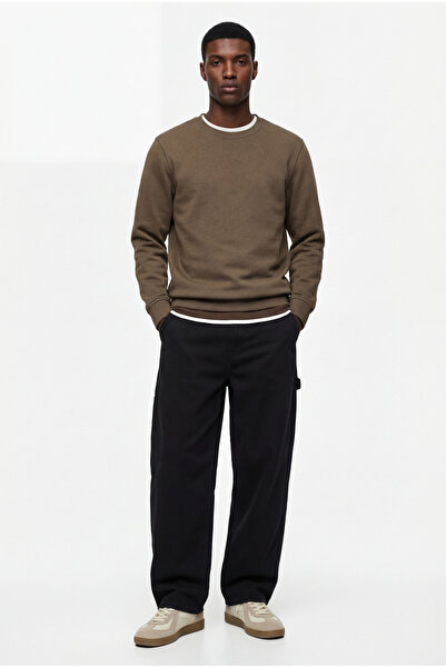 Koton Pamučna muška osnovna majica sa dugim rukavima i podignutim okruglim iz...