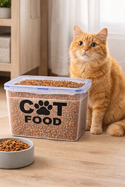 DEEMBRO حاوية تخزين أغذية القطط المكتوبة تحتوي على 3.5-4 كجم من أغذية القطط، ...