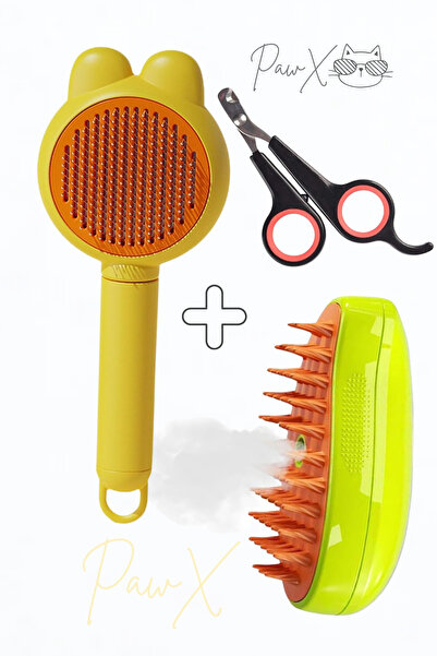 PapyonPet Otomatik Temizlenen Tuşlu Basmalı Tarak | Buharlı Tüy Toplama Tarağ...