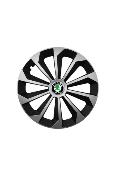OEM Set de 4 capace de jantă Fame gri-negru cu inel R15, pentru gama auto Skoda