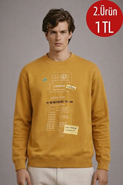 COMBİNE MİCHAİL Bluză casual pentru bărbați cu imprimeu Hardal Swea tricou