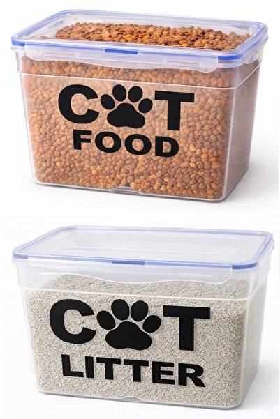 DEEMBRO 9lt+9 lt 2li set Kedi Maması Saklama Kutusu ve kedi kumu saklama kutu...