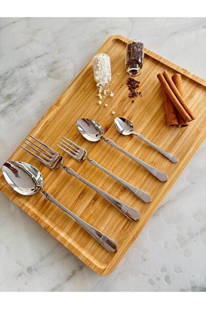 KAVEH طقم أدوات مائدة من الفولاذ المقاوم للصدأ مكون من 30 قطعة لـ 6 أشخاص، مو...