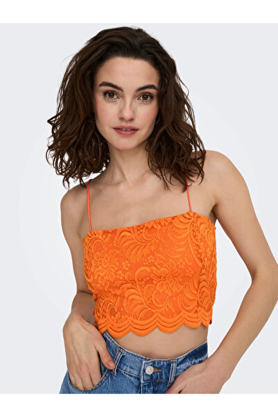 ONLY Bustieră crop cu bretele subțiri din dantelă pentru femei - Minimalist S...