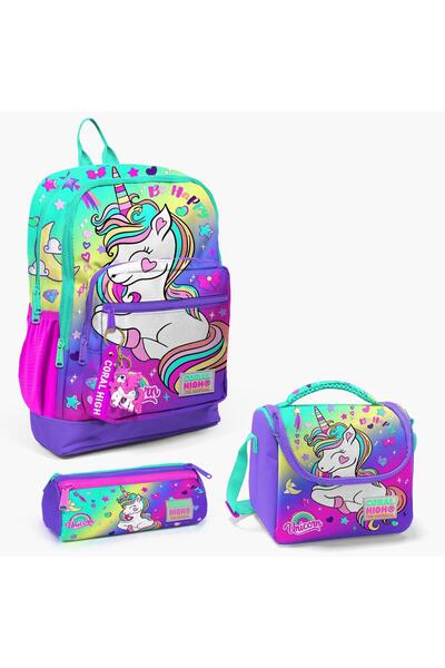 Coral High Παιδικό Σετ Σχολικής Τσάντας 3 τεμαχίων με Σχέδιο Μονόκερος σε Πρά...