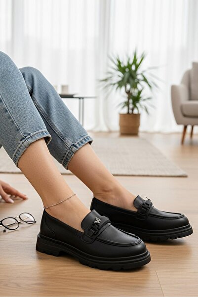 ISPARTALILAR 812-L Удобни ежедневни черни дамски мокасини Дамски обувки за еж...