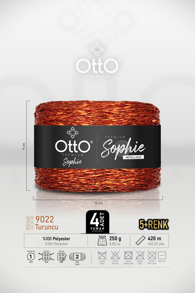 Otto Premium Sophie Metalic - Помаранчевий - 4-пакет - 1 мм/250 г/420 м - Бли...