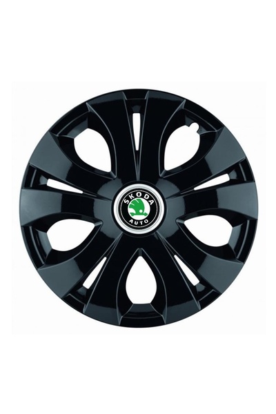 Autohelix MSA Set de 4 capace de jantă negre R15, compatibile cu Skoda