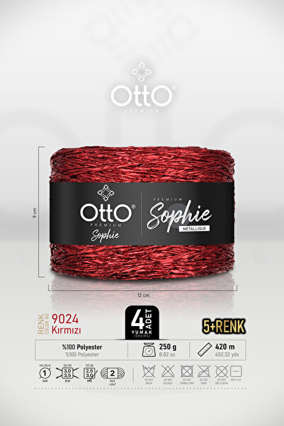 Otto Premium Sophie Metallic - Red - 4-Pack - 250Gr/420M - Shiny Twisted Bag ...