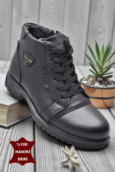 ISPARTALILAR 5599 Cizme pentru bărbați din piele naturală cu blană în interio...