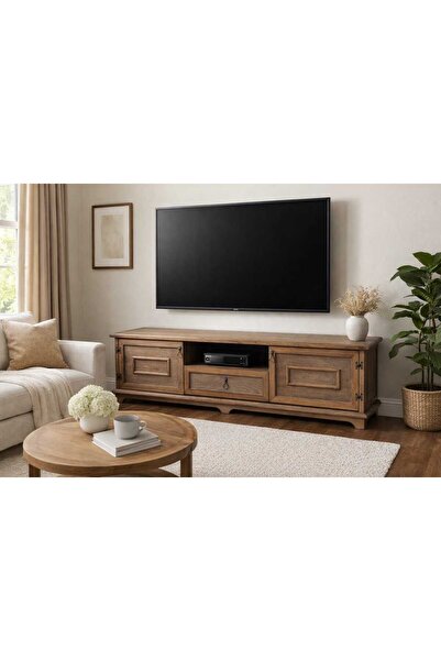BozYapıDekorasyon 139*35*44 CLASS Doğal Ahşap TV Ünitesi
