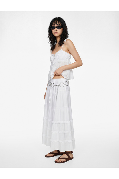 Koton Comfortable Fit Ruffle Detailed Layered Long A-Line Skirt