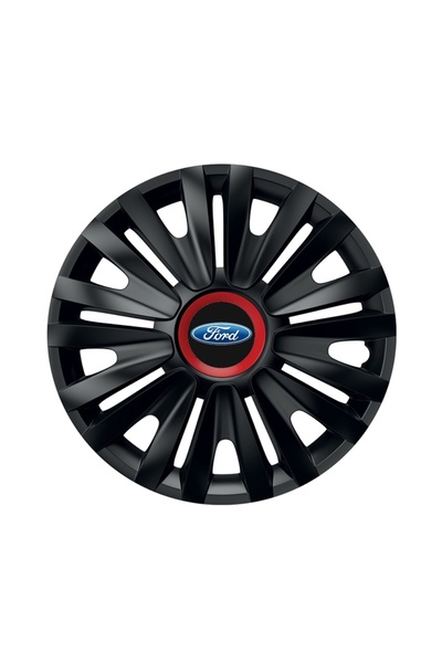 Autohelix MSA Set de 4 capace de roți negre cu inel roșu Royal R14 pentru gam...