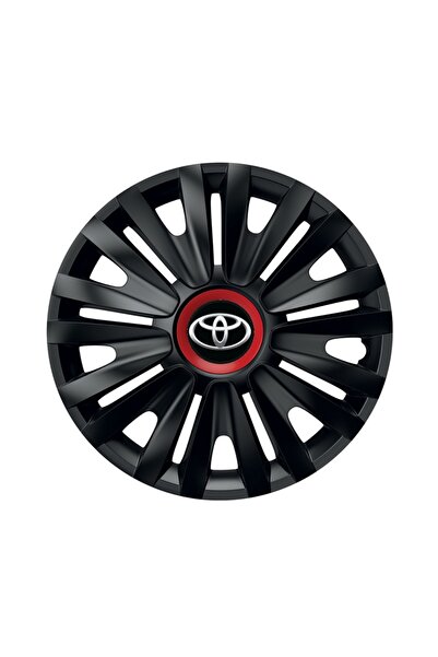 Autohelix MSA Set de 4 capace de roți negre cu inel roșu Royal R14 pentru gam...