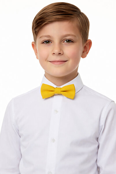 Sibel Günay Butik Children's Yellow Elastic Bow Tie |   4-12 Years Old Adjust...