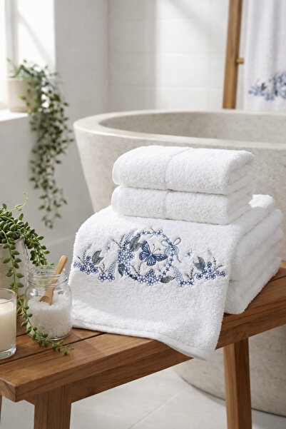 Bella Home Bamboo Cotton 50 X 90 cm Embroidered Hand Towel