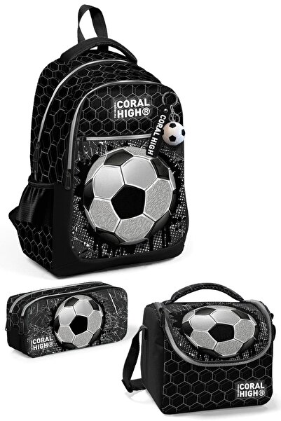 Coral High Set de 3 genți de școală cu model de fotbal pentru copii SET0123653