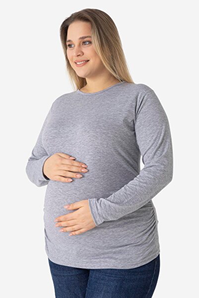 Arma Yıldız Tricou gri pentru gravide cu mânecă lungă Bumbac material elastic...