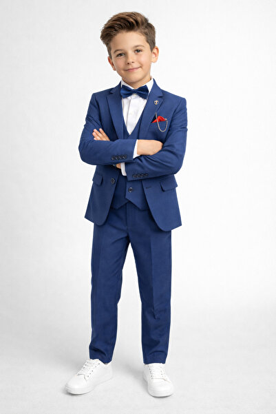 HAYTA Set de costum și cămașă vestă pentru copii indigo de 9-14 ani