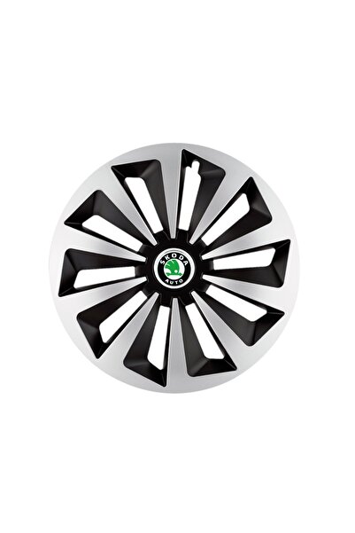 Autohelix MSA Set de 4 capace jante Fox Gri-Negru R16 pentru gama auto Skoda