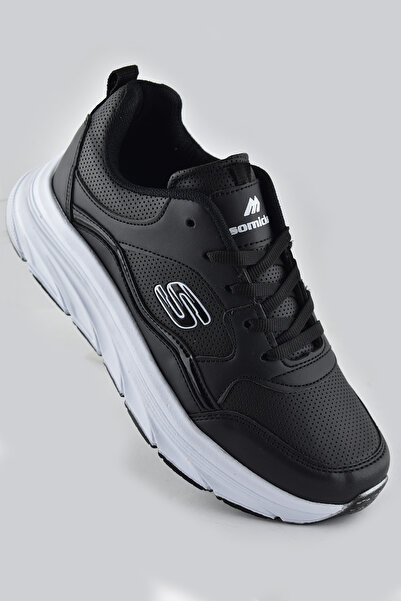 ISPARTALILAR 8888 حذاء رياضي نسائي ذو نعل عالٍ أبيض أسود مقاوم للماء 8888