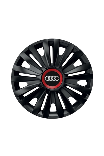 Autohelix MSA Set de 4 capace de roți negre cu inel roșu Royal R15 pentru gam...