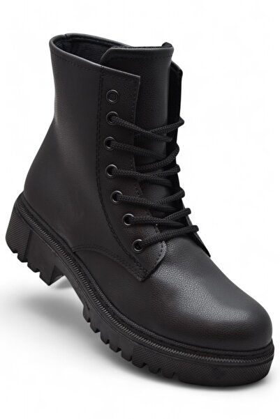 ISPARTALILAR 779 Daily Lace-Up Zippered Černé dámské lodičky Zimní boty