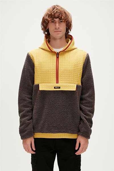 Bad Bear Hanorac pentru bărbați Leonard Half Zip Plush albastru cu guler stand