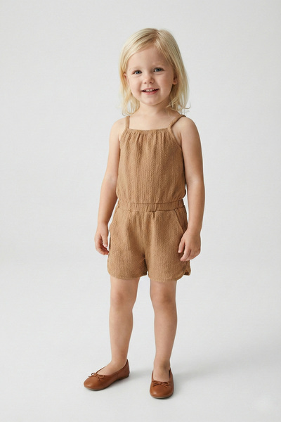 LUESS Girl's Brown Shorts Jumpsuit