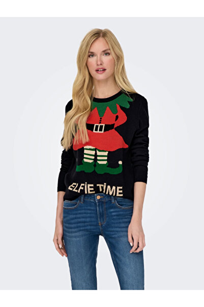 ONLY Crew Neck Patterned Midnight Blue Women's Sweater15303265