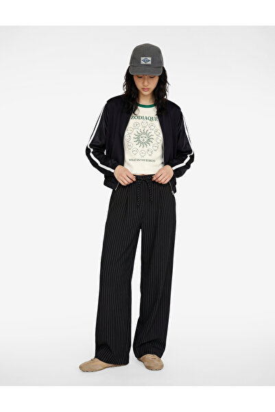 Koton Lace-Up Regular Waist Viscose Blend Wide Leg Trousers