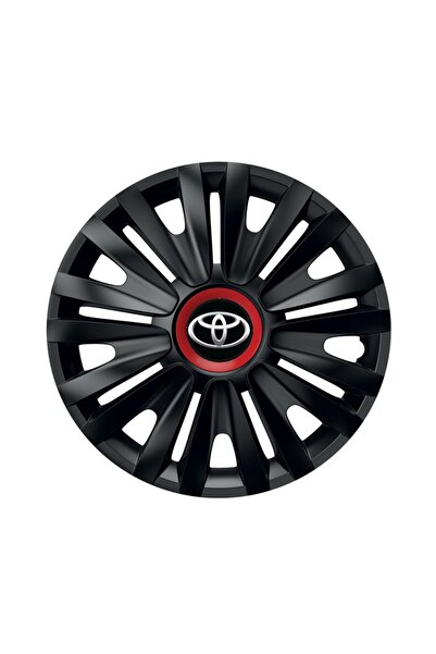 Autohelix MSA Set de 4 capace de roți negre cu inel roșu Royal R15 pentru gam...