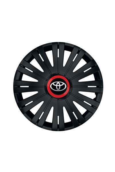 Autohelix MSA Set de 4 capace de roți negre cu inel roșu Active R16 pentru ga...