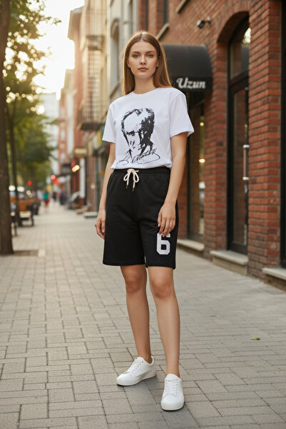 AHMERA Black Unisex Elastic 6 Printed Shorts with Pockets