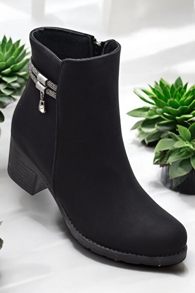 ISPARTALILAR 453 Cizme de damă cu toc scurt Pantofi Stone Classic Office Dail...