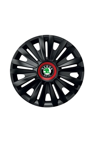 Autohelix MSA Set de 4 capace de roți negre cu inel roșu Royal R15 pentru gam...