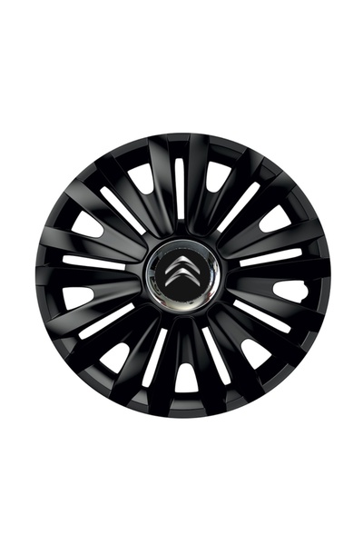 Autohelix MSA Set de 4 capace de roți negre cu inel cromat Royal R14 pentru g...