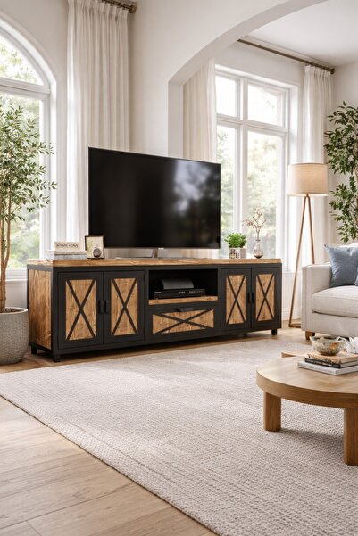 KIYMIK HOME Açelya Tv Ünitesi – %100 Gerçek Ağaç, Uzun Ömürlü Kullanım, Kişiy...