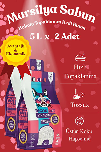 RIGOR CAT Marsilya Sabunlu Topaklanan Kedi Kumu 2 X 5 Lt