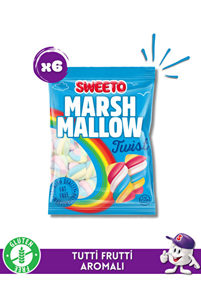 SWEETO Twist Marshmallow Tutti Frutti Aromalı 140gx6 Paket