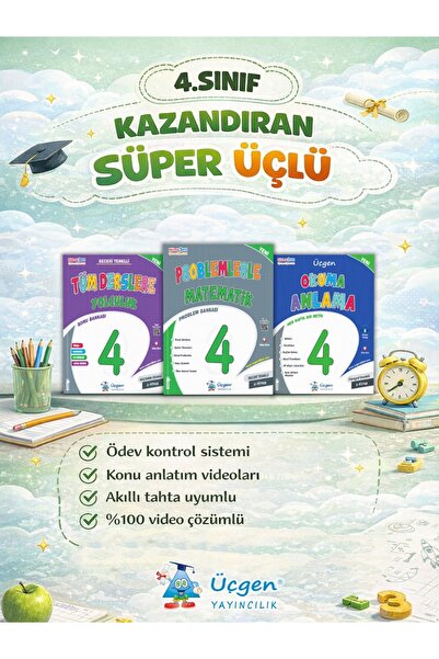 Üçgen Yayıncılık 4. Sınıf Süper Üçlü - Kazandıran Kitaplar