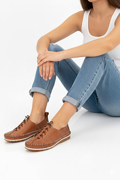 Deripabuc Balerini din piele de damă din piele naturală bronzată Dp16-0051