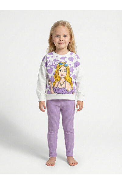 ProvaKids Barbie Figürlü Kız Çocuk Lila Uzun Kollu %100 Pamuk Eşofman Takımı ...