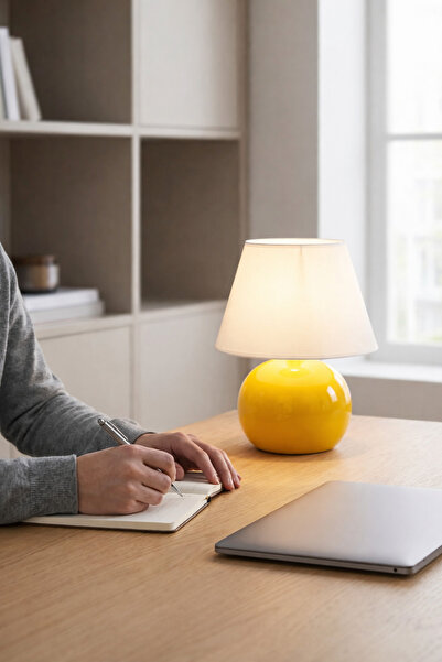 HOMİNG Carpi SARI Küre Abajur Kumaş 241820