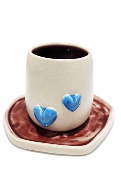 Veritas Ceramics كأس الحب مع قلب أزرق