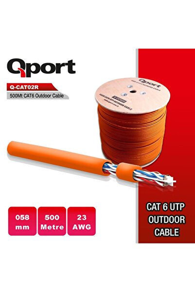 Qport Q-CATO2R 500m CAT6 dış ortam turuncu 23AWG kablo