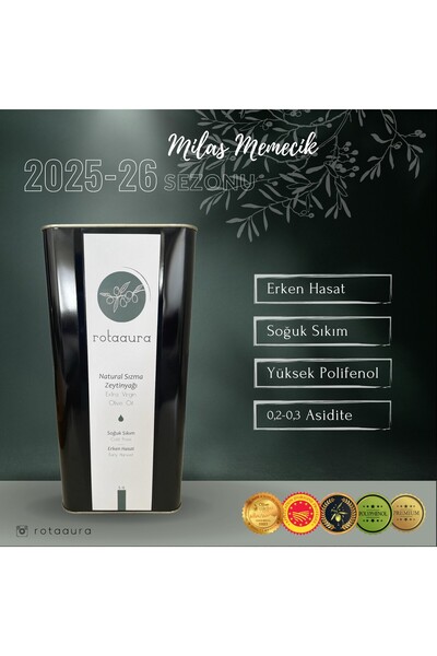 Rotaaura 2025 & 2026 Yeni Sezon Naturel Sızma Erken Hasat Soğuk Sıkım Zeytiny...
