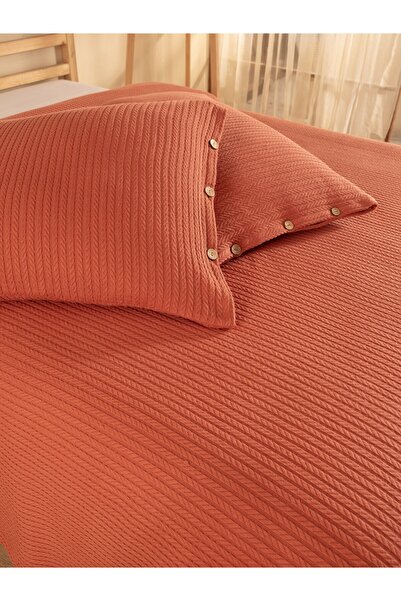 Cottonest Çift Kişilik Örgü PİKE Yatak Örtüsü 2 Yastıklı